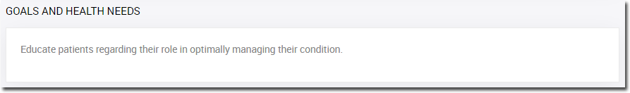 MD Care Goals and Needs